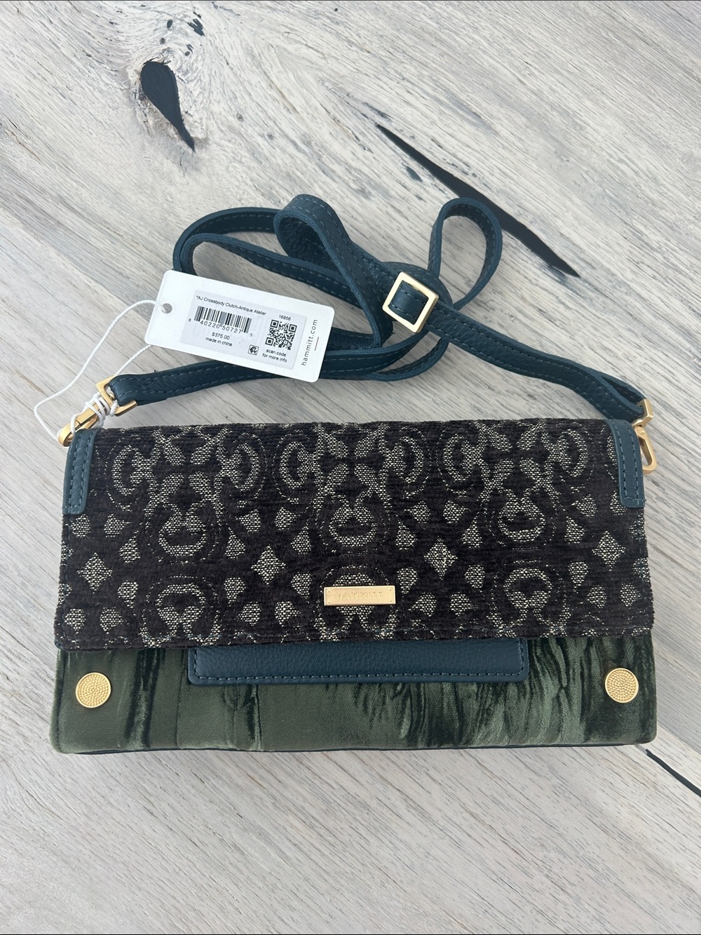 Hammitt Green and Black Patterned Crossbody Bag